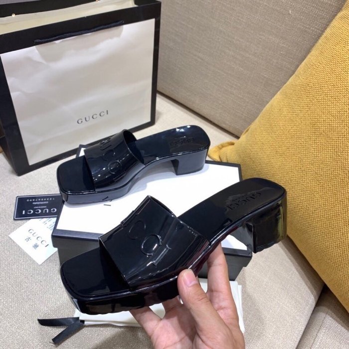 Gucci Womens Shoes Sandals Slides Slippers Luxury Brand Thick Sole 5cm Heel Design Women's GG slide sandal with Original Box