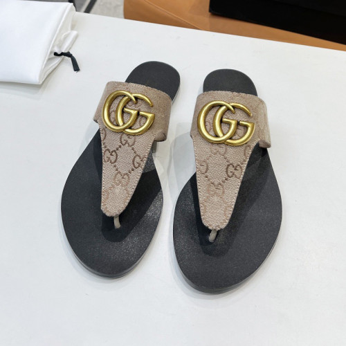 Gucci Womens Shoes Sandals Casual Design Luxury Brand Classic Leather thong sandal with Double G ‎497444 A3N00 1000 with Original Box