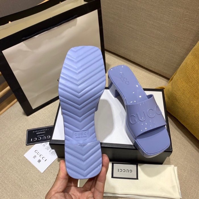 Gucci Womens Shoes Sandals Slides Slippers Luxury Brand Thick Sole 5cm Heel Design Women's GG slide sandal with Original Box