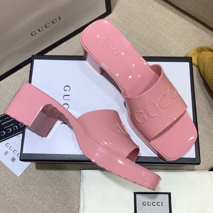Gucci Womens Shoes Sandals Slides Slippers Luxury Brand Thick Sole 5cm Heel Design Women's GG slide sandal with Original Box