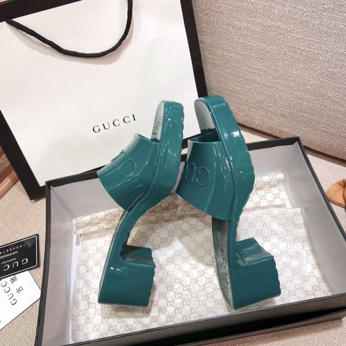 Gucci Womens Shoes Sandals Slides Slippers Luxury Brand Thick Sole 5cm Heel Design Women's GG slide sandal with Original Box