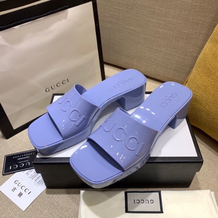 Gucci Womens Shoes Sandals Slides Slippers Luxury Brand Thick Sole 5cm Heel Design Women's GG slide sandal with Original Box