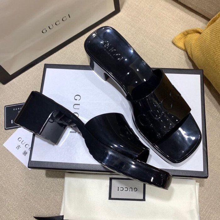 Gucci Womens Shoes Sandals Slides Slippers Luxury Brand Thick Sole 5cm Heel Design Women's GG slide sandal with Original Box