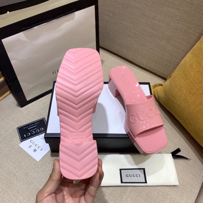 Gucci Womens Shoes Sandals Slides Slippers Luxury Brand Thick Sole 5cm Heel Design Women's GG slide sandal with Original Box