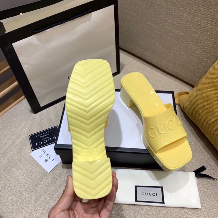 Gucci Womens Shoes Sandals Slides Slippers Luxury Brand Thick Sole 5cm Heel Design Women's GG slide sandal with Original Box