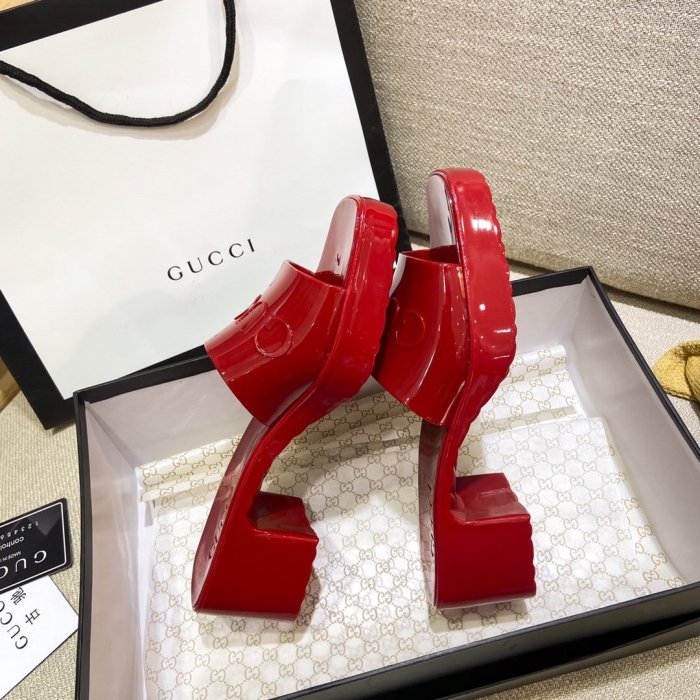 Gucci Womens Shoes Sandals Slides Slippers Luxury Brand Thick Sole 5cm Heel Design Women's GG slide sandal with Original Box