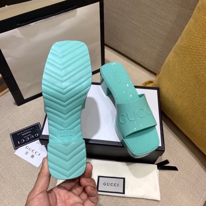 Gucci Womens Shoes Sandals Slides Slippers Luxury Brand Thick Sole 5cm Heel Design Women's GG slide sandal with Original Box