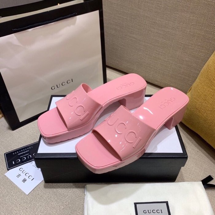 Gucci Womens Shoes Sandals Slides Slippers Luxury Brand Thick Sole 5cm Heel Design Women's GG slide sandal with Original Box