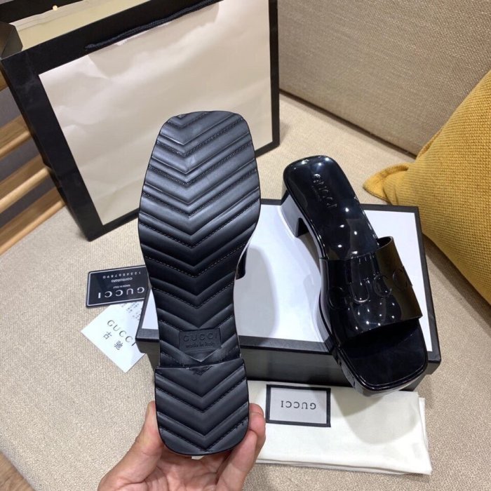 Gucci Womens Shoes Sandals Slides Slippers Luxury Brand Thick Sole 5cm Heel Design Women's GG slide sandal with Original Box