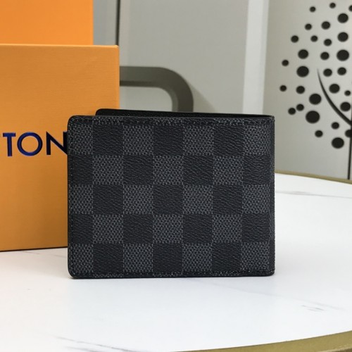Louis Vuitton Mens Womens Wallets Purse Luxury Brand Designer MULTIPLE WALLET Gray Damier Graphite 3D coated canvas with Original Box N60434