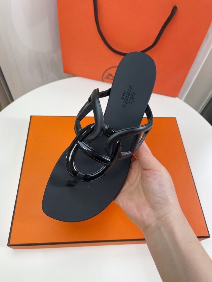 Hermes Womens Shoes Egerie Slippers Sandals Casual Fashion Sandals Luxury Brand with Original Box