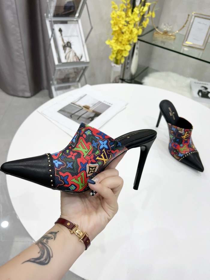 Louis Vuitton Womens Shoes Pumps Sandals Slippers Leather Design Luxury Brand Summer Fashion Sandals with Original Box 9.5cm Heel
