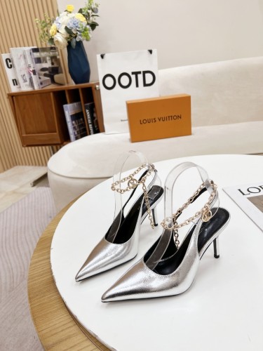 Louis Vuitton Womens Shoes Pumps Sandals Leather Design Luxury Brand Fashion Sandals with Original Box 8cm Heel