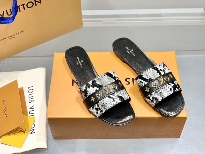 Louis Vuitton Womens Shoes Sandals Slippers Leather Design Luxury Brand Fashion Sandals with Original Box