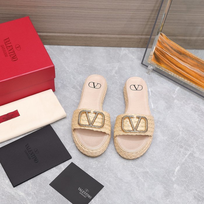 Valentino Womens Shoes Flat Mule Sandals Luxury Brand Design with Original Box