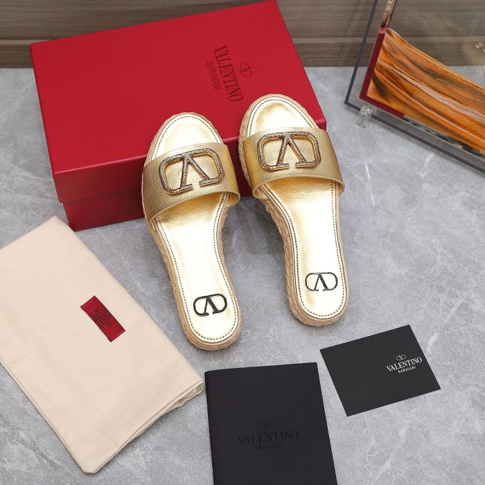 Valentino Womens Shoes Flat Mule Sandals Luxury Brand Design with Original Box