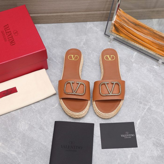 Valentino Womens Shoes Flat Mule Sandals Luxury Brand Design with Original Box