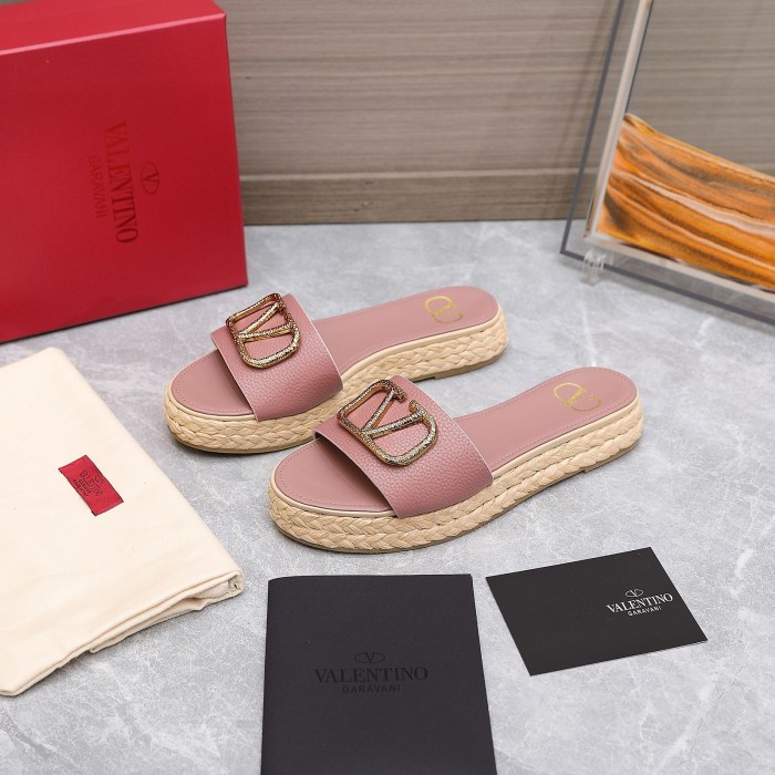 Valentino Womens Shoes Flat Mule Sandals Luxury Brand Design with Original Box