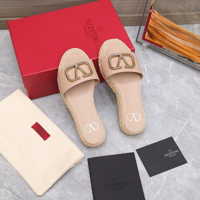Valentino Womens Shoes Flat Mule Sandals Luxury Brand Design with Original Box