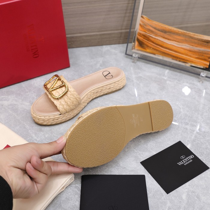 Valentino Womens Shoes Flat Mule Sandals Luxury Brand Design with Original Box