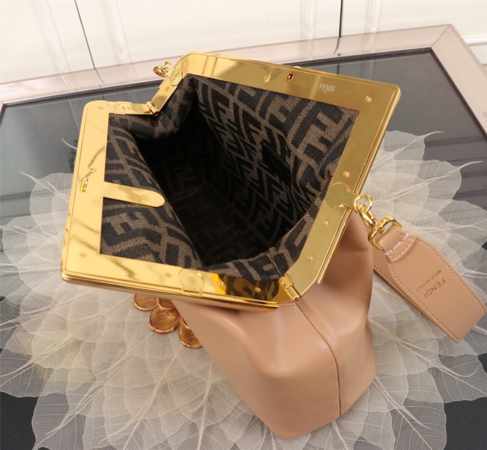 Fendi Womens Bags Clutch Luxury Brand FENDI FIRST MEDIUM Black leather bag 8BP127ABVEF0KUR without Original Box