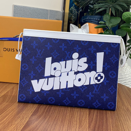 Louis Vuitton Mens Bags Clutch Luxury Brand Fashion Type POCHETTE VOYAGE MM M80803 with Original Box Green vintage Monogram canvas