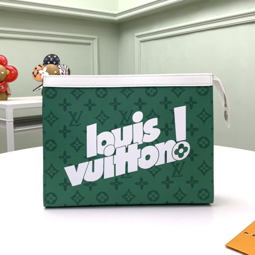 Louis Vuitton Mens Bags Clutch Luxury Brand Fashion Type POCHETTE VOYAGE MM M80803 with Original Box Green vintage Monogram canvas