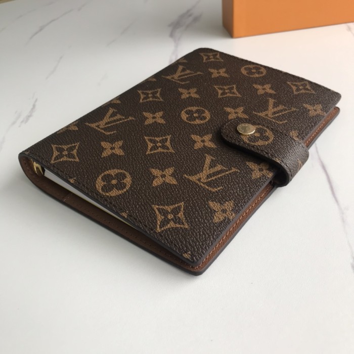 Louis Vuitton Womens Mens Bags Handbags Luxury Brand MEDIUM RING AGENDA COVER R20105 Monogram canvas, cross grain leather lining