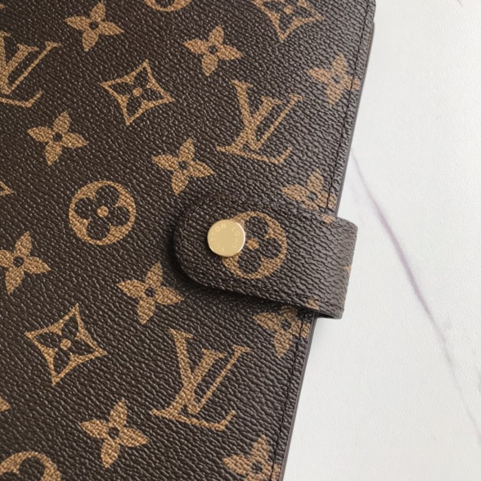Louis Vuitton Womens Mens Bags Handbags Luxury Brand MEDIUM RING AGENDA COVER R20105 Monogram canvas, cross grain leather lining