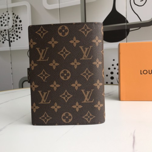 Louis Vuitton Womens Mens Bags Handbags Luxury Brand MEDIUM RING AGENDA COVER R20105 Monogram canvas, cross grain leather lining