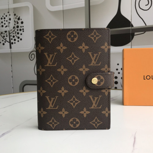 Louis Vuitton Womens Mens Bags Handbags Luxury Brand MEDIUM RING AGENDA COVER R20105 Monogram canvas, cross grain leather lining