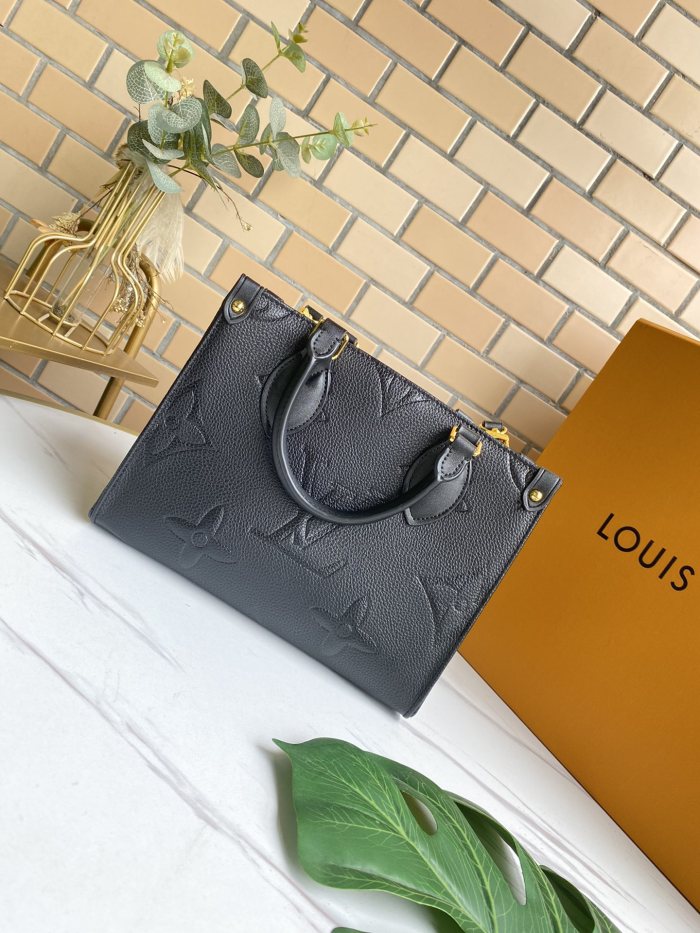 Louis Vuitton Womens Bags Handbags Luxury Brand ONTHEGO PM Black Monogram Empreinte Leather M45653