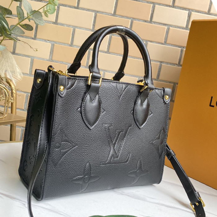 Louis Vuitton Womens Bags Handbags Luxury Brand ONTHEGO PM Black Monogram Empreinte Leather M45653