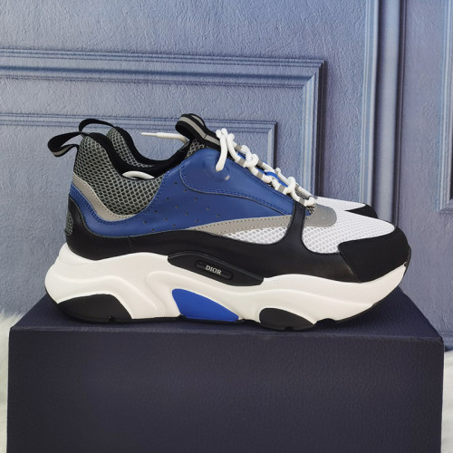 Dior Mens Shoes Sneakers Luxury Brand Breathable Design B22 SNEAKER with Original Box B22 SNEAKER White and Gray Technical Mesh with Blue, Black and Gray Calfskin