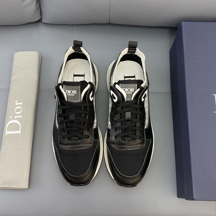 Dior Men Shoes Fashion B25 RUNNER SNEAKER Black Dior Oblique Canvas And Suede with Original Box