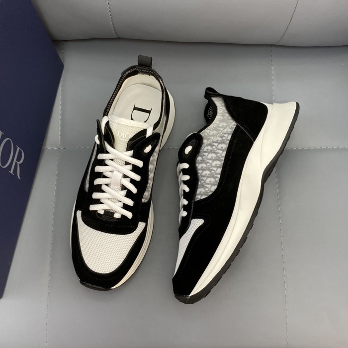 Dior Men Shoes Fashion B25 RUNNER SNEAKER Black Dior Oblique Canvas And Suede with Original Box