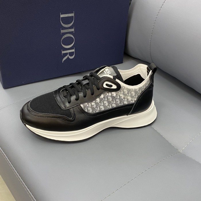 Dior Men Shoes Fashion B25 RUNNER SNEAKER Black Dior Oblique Canvas And Suede with Original Box