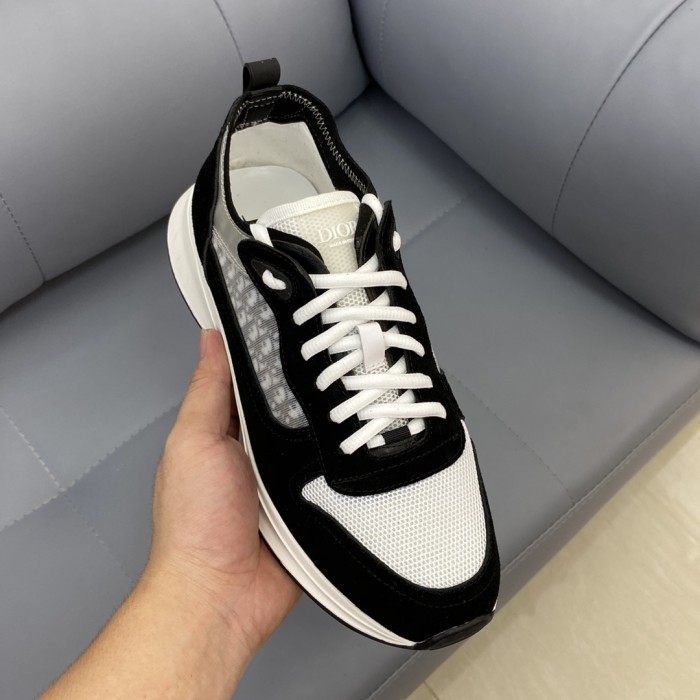 Dior Men Shoes Fashion B25 RUNNER SNEAKER Black Dior Oblique Canvas And Suede with Original Box