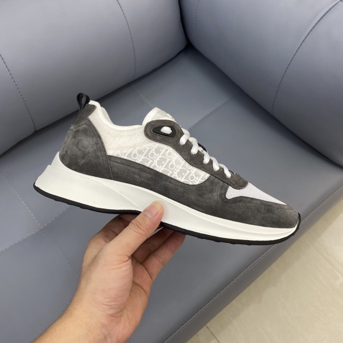 Dior Men Shoes Fashion B25 RUNNER SNEAKER Black Dior Oblique Canvas And Suede with Original Box