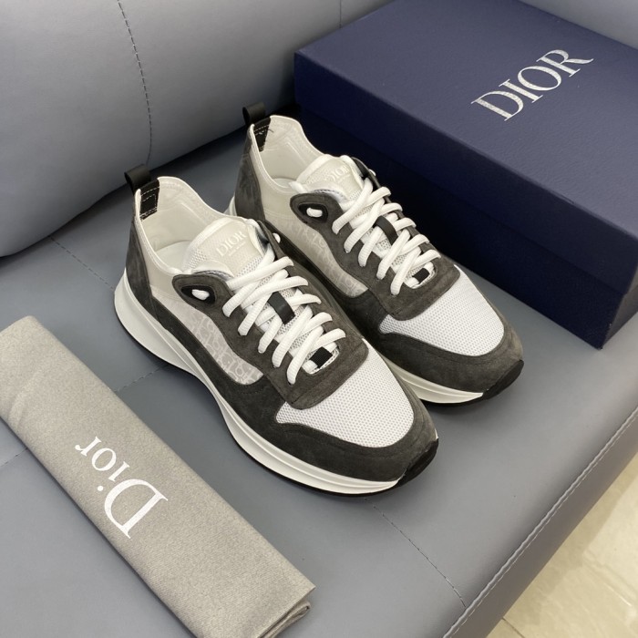 Dior Men Shoes Fashion B25 RUNNER SNEAKER Black Dior Oblique Canvas And Suede with Original Box