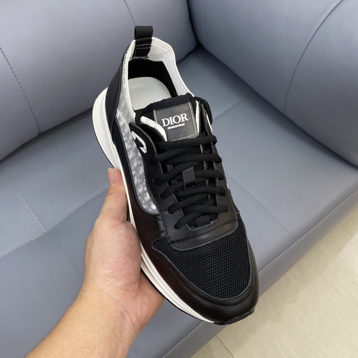 Dior Men Shoes Fashion B25 RUNNER SNEAKER Black Dior Oblique Canvas And Suede with Original Box