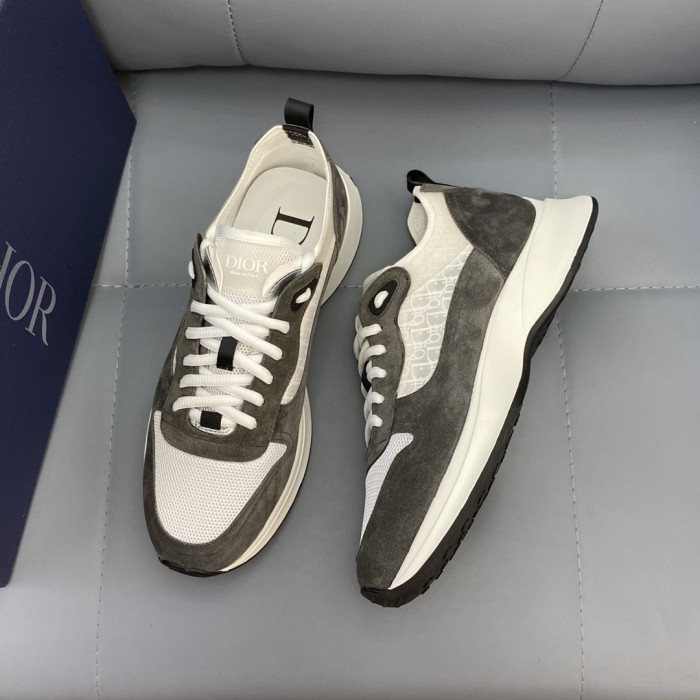 Dior Men Shoes Fashion B25 RUNNER SNEAKER Black Dior Oblique Canvas And Suede with Original Box
