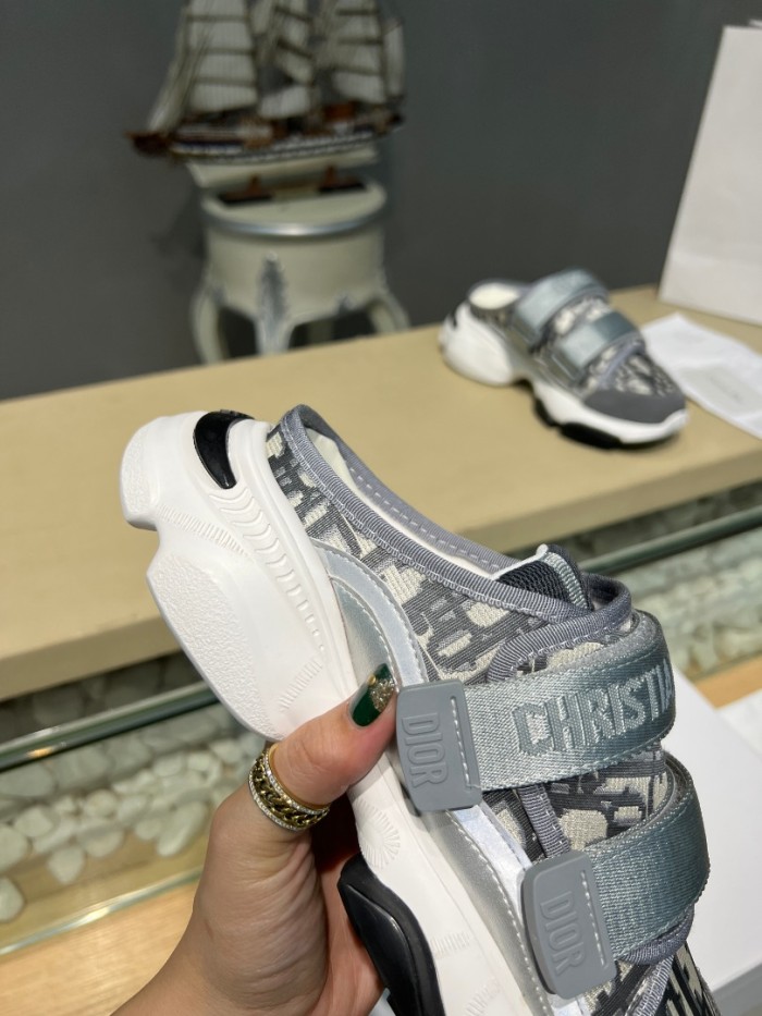 Dior Women Shoes Slippers SLIDE Luxury Brand D-WANDER SLIDE Deep Blue Dior Oblique Technical Fabric KCQ351OBY_S56B with Original Box