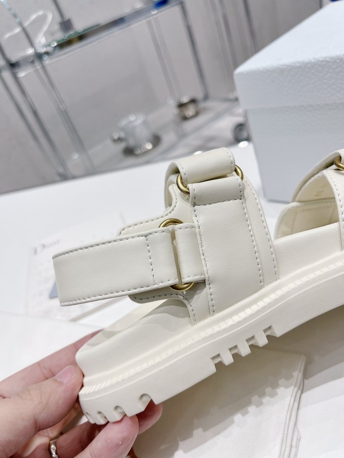Dior Women Shoes Sandals Luxury Brand DIORACT SANDAL White Lambskin with Original Box KCQ547LAB_S03W