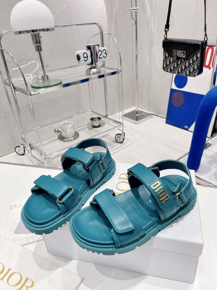 Dior Women Shoes Sandals Luxury Brand DIORACT SANDAL Cornflower Blue Lambskin with Original Box KCQ547LAB_S11N