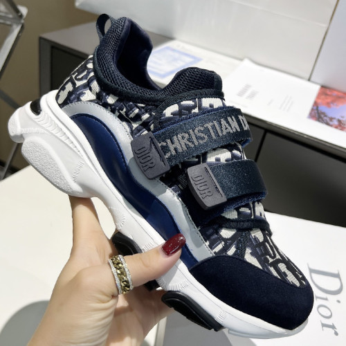 Dior Women Shoes Sneakers Luxury Brand D-WANDER SNEAKER Deep Blue Dior Oblique Technical Fabric with Original Box KCK299OBY_S56B