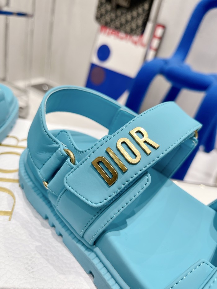 Dior Women Shoes Sandals Luxury Brand DIORACT SANDAL Cornflower Blue Lambskin with Original Box KCQ547LAB_S11N