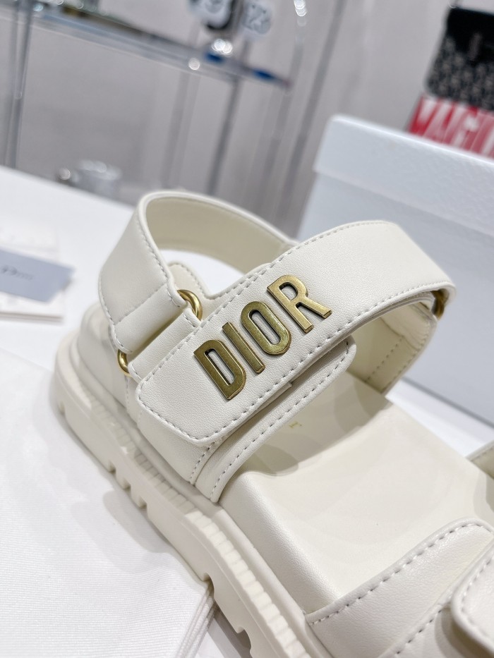 Dior Women Shoes Sandals Luxury Brand DIORACT SANDAL White Lambskin with Original Box KCQ547LAB_S03W