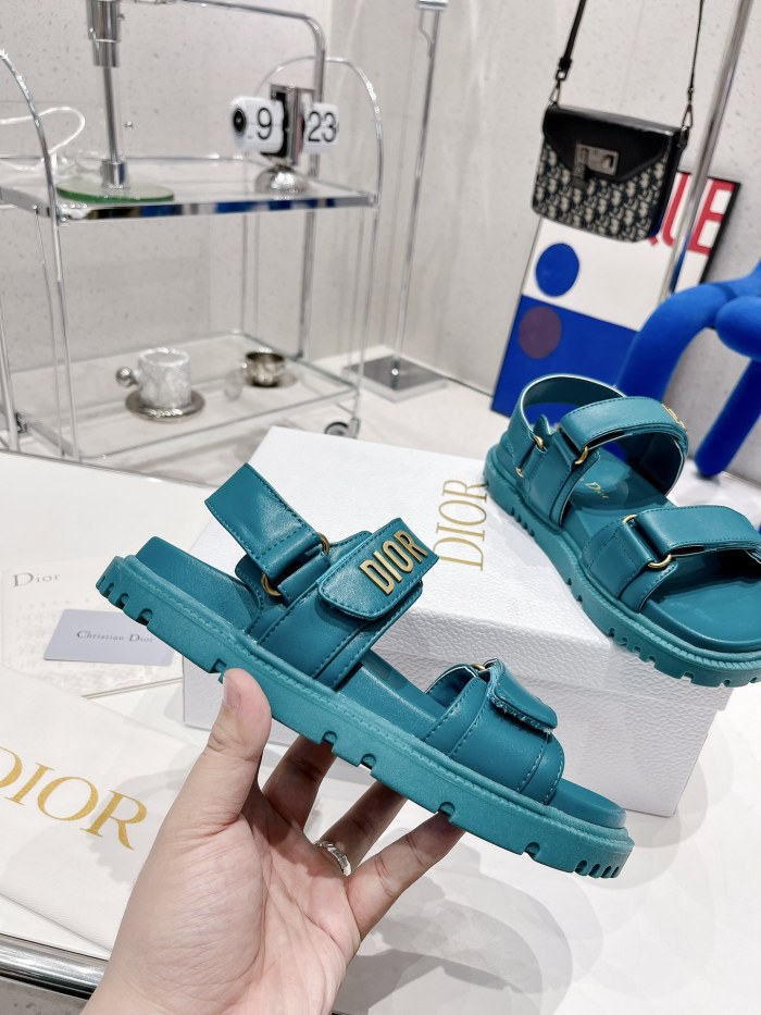Dior Women Shoes Sandals Luxury Brand DIORACT SANDAL Cornflower Blue Lambskin with Original Box KCQ547LAB_S11N