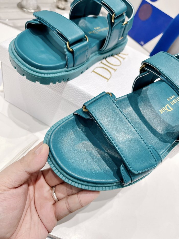 Dior Women Shoes Sandals Luxury Brand DIORACT SANDAL Cornflower Blue Lambskin with Original Box KCQ547LAB_S11N